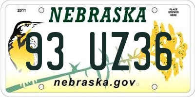 NE license plate 93UZ36