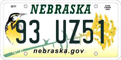 NE license plate 93UZ51
