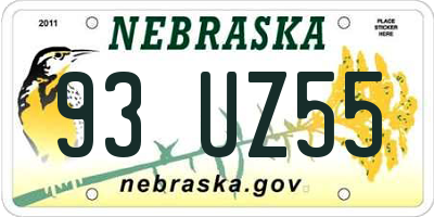 NE license plate 93UZ55