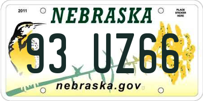 NE license plate 93UZ66