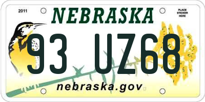 NE license plate 93UZ68