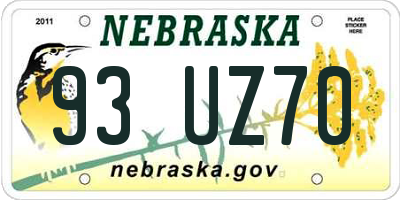 NE license plate 93UZ70