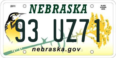 NE license plate 93UZ71