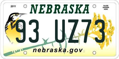 NE license plate 93UZ73