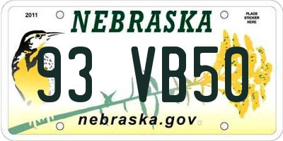 NE license plate 93VB50