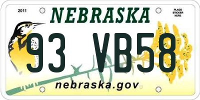 NE license plate 93VB58