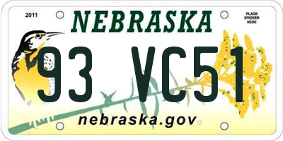 NE license plate 93VC51