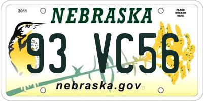 NE license plate 93VC56