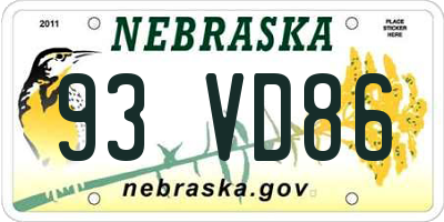 NE license plate 93VD86