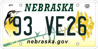 NE license plate 93VE26