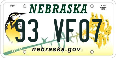 NE license plate 93VF07