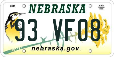 NE license plate 93VF08