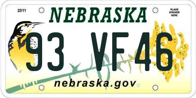 NE license plate 93VF46