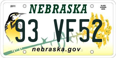 NE license plate 93VF52