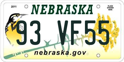 NE license plate 93VF55