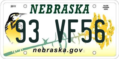 NE license plate 93VF56