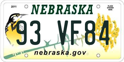 NE license plate 93VF84