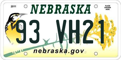 NE license plate 93VH21
