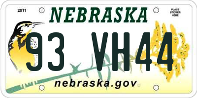 NE license plate 93VH44