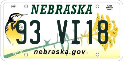 NE license plate 93VI18
