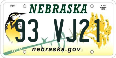 NE license plate 93VJ21