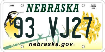 NE license plate 93VJ27