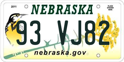 NE license plate 93VJ82