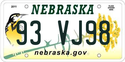 NE license plate 93VJ98