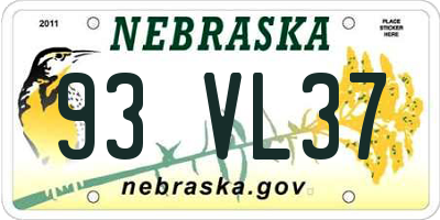 NE license plate 93VL37