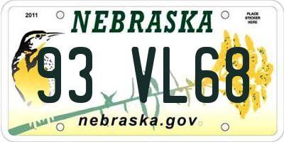 NE license plate 93VL68