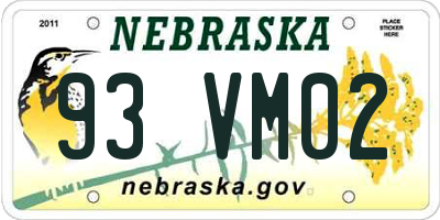 NE license plate 93VM02