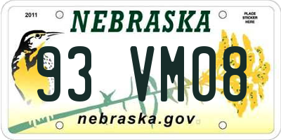 NE license plate 93VM08