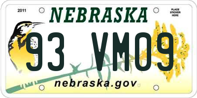 NE license plate 93VM09