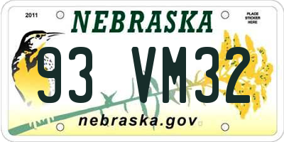 NE license plate 93VM32