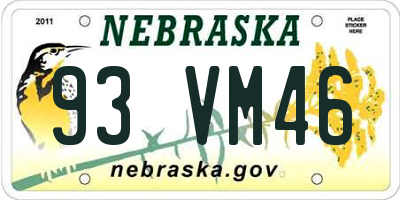 NE license plate 93VM46