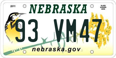NE license plate 93VM47