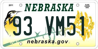 NE license plate 93VM51