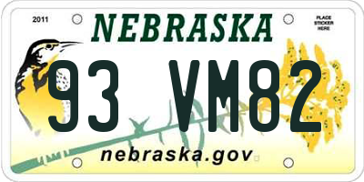 NE license plate 93VM82