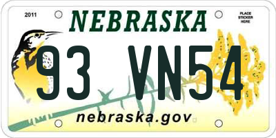 NE license plate 93VN54