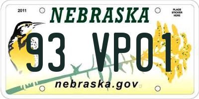NE license plate 93VP01