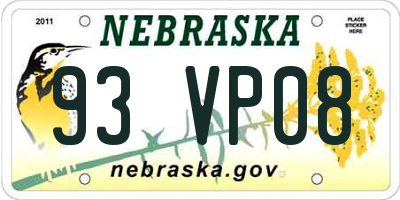 NE license plate 93VP08