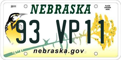 NE license plate 93VP11