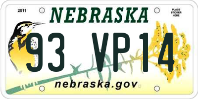 NE license plate 93VP14