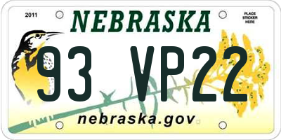 NE license plate 93VP22