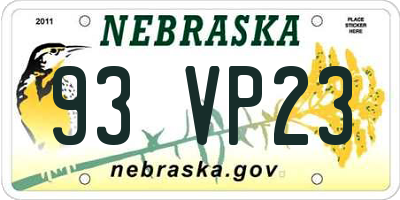 NE license plate 93VP23
