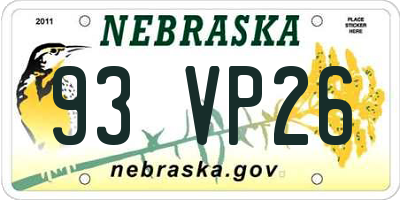 NE license plate 93VP26