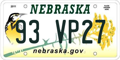 NE license plate 93VP27