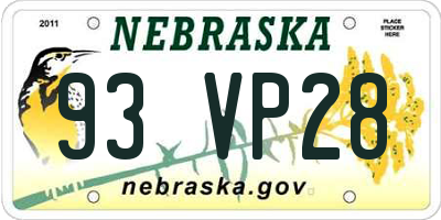 NE license plate 93VP28