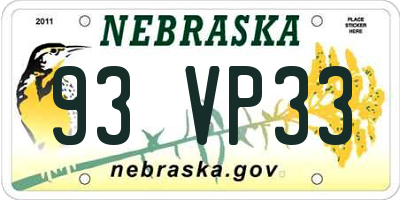 NE license plate 93VP33