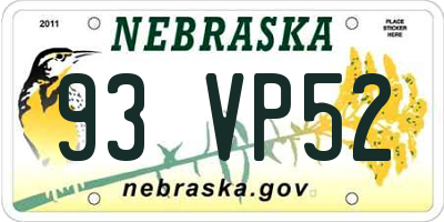 NE license plate 93VP52